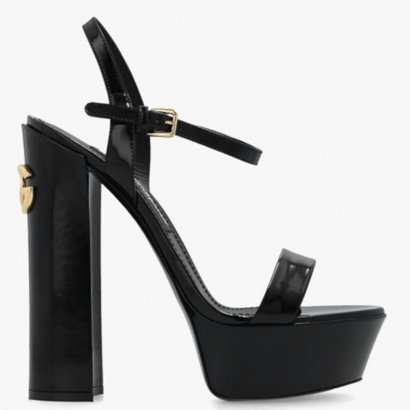 Dolce and Gabbana Polished Calfskin Platform Sandals - Picture 4 of 4